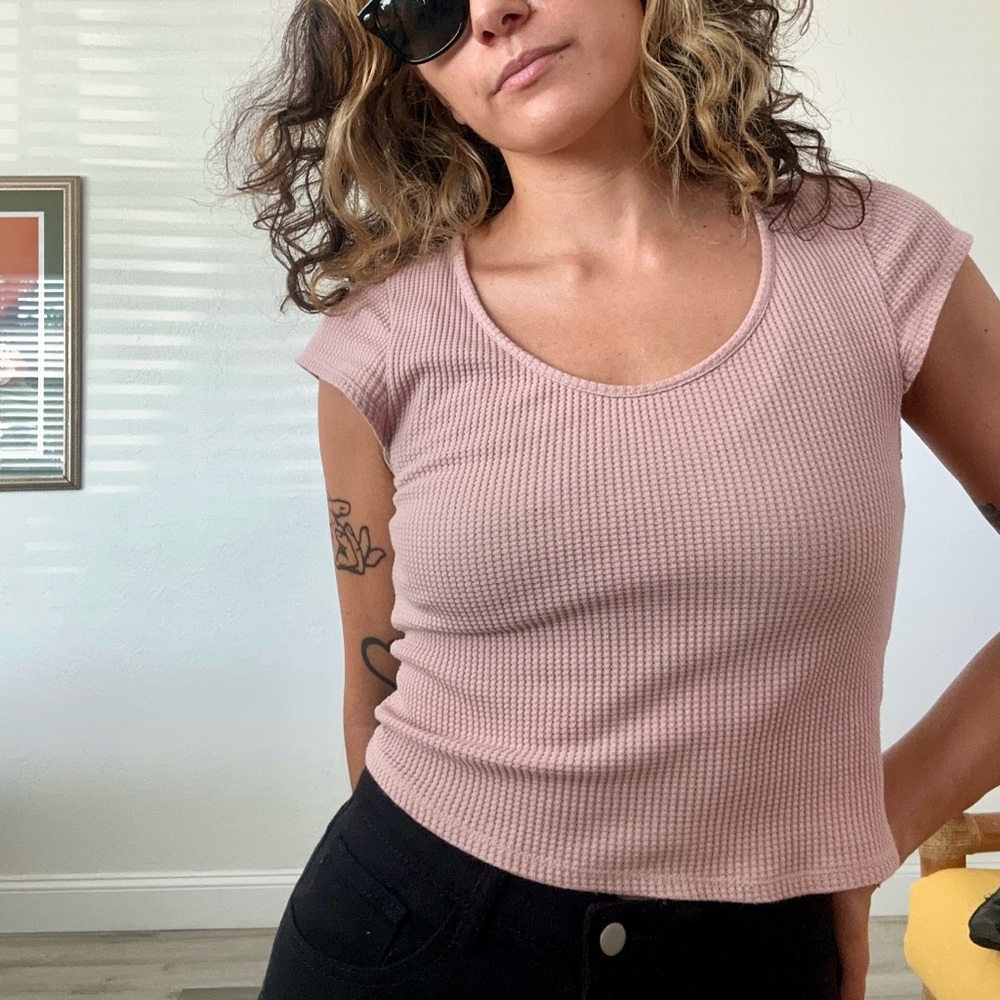 Waffle knit top